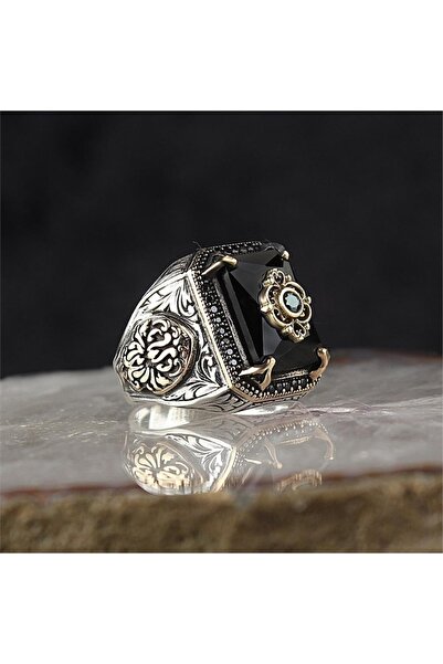 ALYANSEVİM Siyah Zirkon Taşlı Gümüş Yüzük