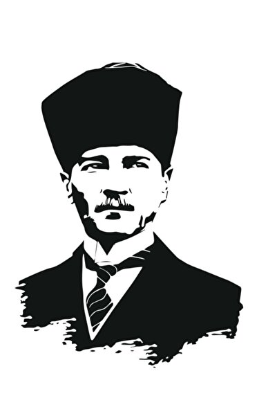 Bak Karıştır ملصق أتاتورك الأسود مع صورة ظلية - 15x20 سم