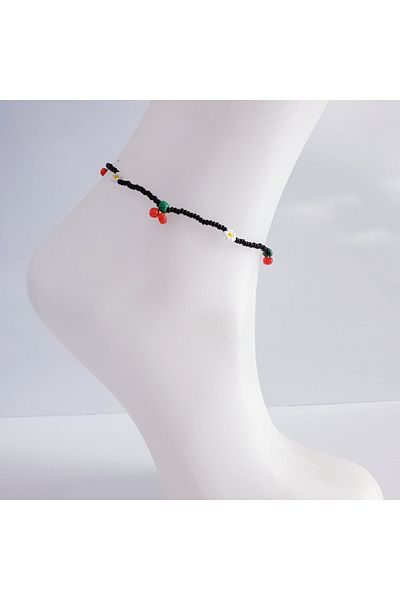 MAGRİB Beaded Daisy and Cherry Figured Women's Anklet