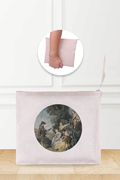 Gizeo Concept Антоан Вато Урокът на любовта Desenli Keten Makyaj Çantası