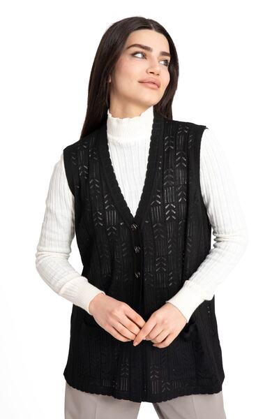 Nacar Anneler Günü Düğmeli Mevsimlik Merserize Rolax Yelek