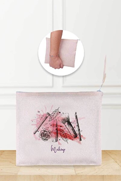 Gizeo Concept حقيبة مكياج من الكتان المزخرف لمستلزمات المكياج