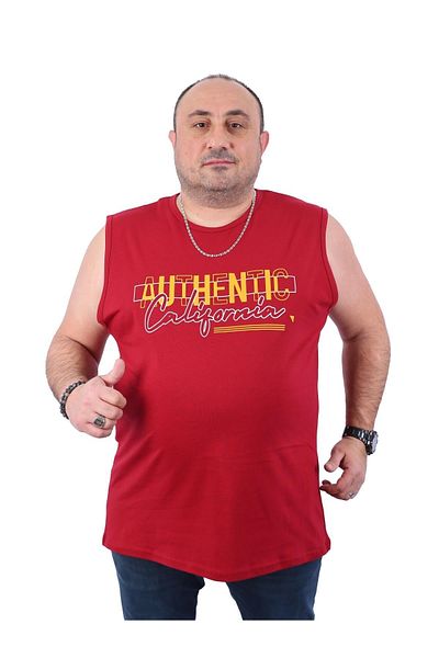 Starbattal Ανδρικό μπλουζάκι μεγάλου μεγέθους Bis Collar California Claret Red 22133-2-std