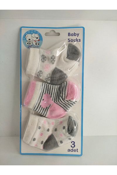 Akface Patterned Cotton Girl 0-6 Months Newborn Baby Socks