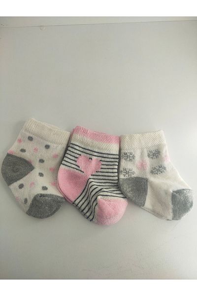 Akface Patterned Cotton Girl 0-6 Months Newborn Baby Socks