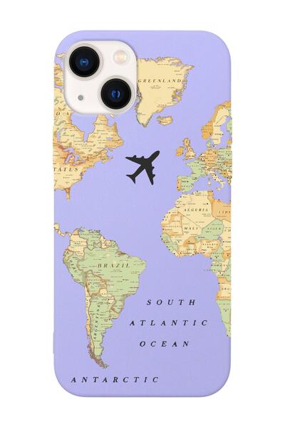 shoptocase Iphone 13 Uyumlu Eski Dünya Haritası Tasarımlı Lasman Telefon Kılıfı