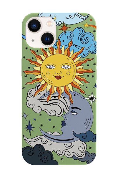 shoptocase Iphone 13 Uyumlu Güneş Ay Tarot Tasarımlı Lasman Telefon Kılıfı