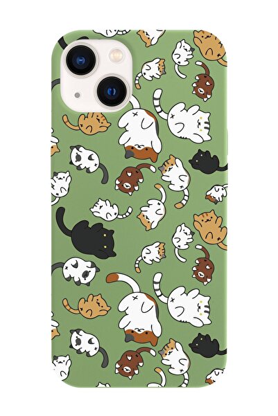 shoptocase Iphone 13 Uyumlu Kedicikler Tasarımlı Lasman Telefon Kılıfı