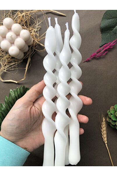 Elif Design Beyaz Burgu Mum El Yapımı Kokulu Şamdan Burgu Mumu