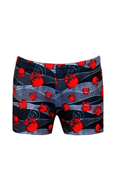 Kom Hugo Crab Patterned Boys' Sea Shorts Gray