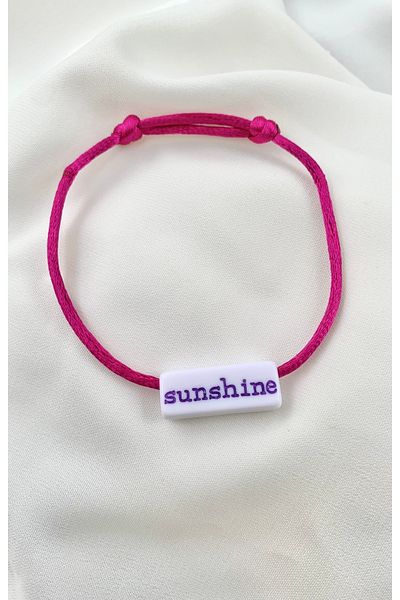 Atelier Çağla Fuchsia Sunshine Written Adjustable Rope Bracelet