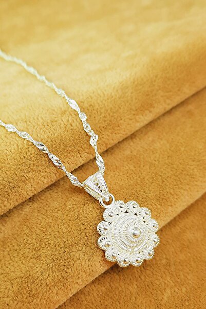 Güzel Gümüşçülük 925 Ayar Gümüş El Işi Midyat Telkari Bereket Model Kadın Kolye