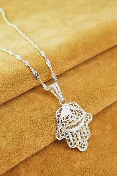 Güzel Gümüşçülük 925 Ayar Gümüş El Işi Midyat Telkari Fatıma Ana Eli Model Ka...