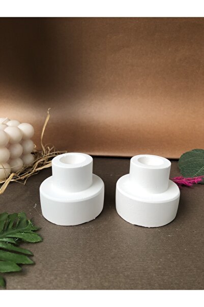 Elif Design Beyaz Şamdan Mumluk Beton Şamdan (1 ADET)