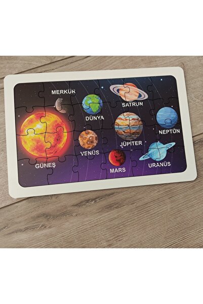Ankebut Güneş Sistemi 24 Parça Renkli Ahşap Puzzle