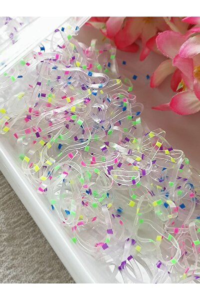 AlkazanAnkara 200 Adet Kopmayan Kaliteli Şeffaf Benekli Örgü Lastik Perma Las...