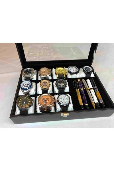 Kelepir Fırsatlar 11 Pieces Wristwatch And Ziynet Item Ring Necklace Bracelet Box Decorative Glass Box with Lid