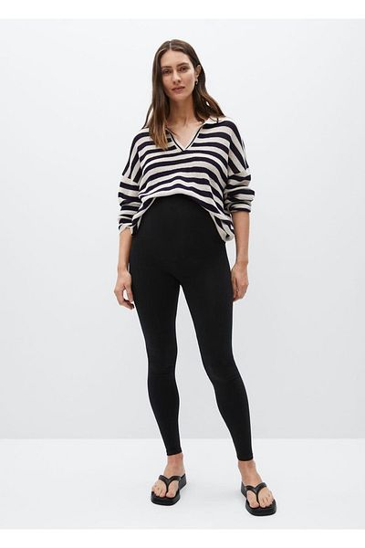 MANGO Woman Women's Black Maternity Cotton Tights