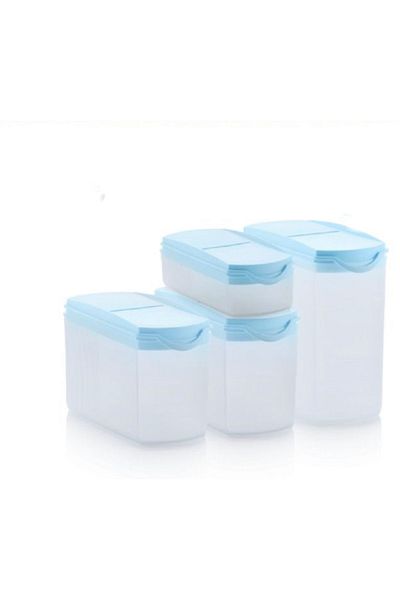 Tupperware 4-Piece Space-Saving Design Set Blue Cover Esc