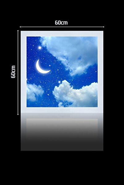 Gökyüzü Panel 1x1-tekli-tavana Yapışık Led Panel-54w-sıva Üstü-kolay Montaj-bulutlu Ay- Led