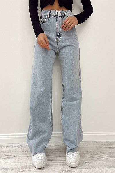 Livik Penelope Lycra Blugi de damă Blue Snow cu talie super înaltă, picior largi, blugi, pantaloni Palazzo
