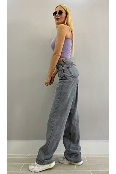 Livik Black Lycra - Super High Waist Loose Denim Palazzo Trousers