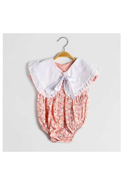 Şirin Şeyler Butiği Vivian Romper Baby Girl Floral Romper Floral Romper Jumpsuit Scallop Collar