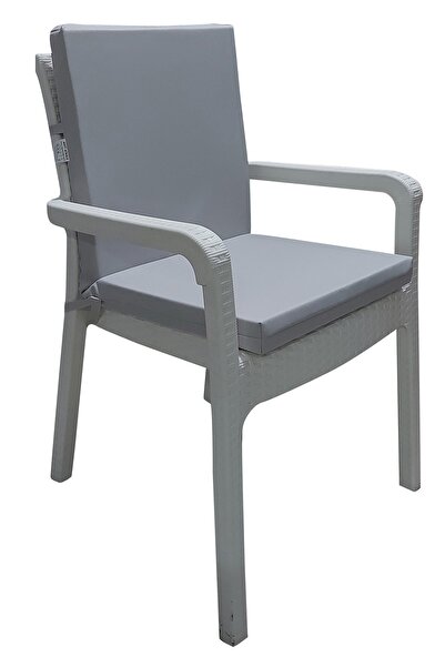 bahçem bahar 6 Adet Su Geçirmez Yüksek Arkalı Minder-açık Gri