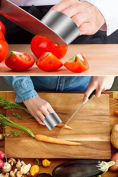 Genel Markalar 2 Adet El Parmak Kalkan Koruyucu Paslanmaz Çelik Doğrama Aparatı