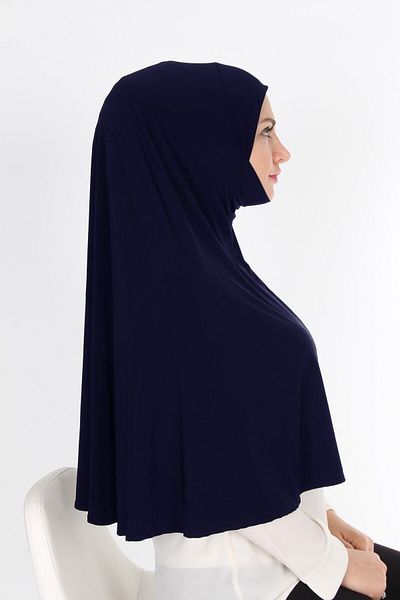 kureyş Women's Navy Blue One Piece Practical Scarf Sandy Hijab Prayer Cover Xl Kr-32