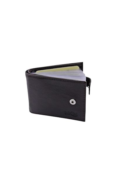 MKM Man Genuine Leather Wallet with Transparent Card Holder Side Model