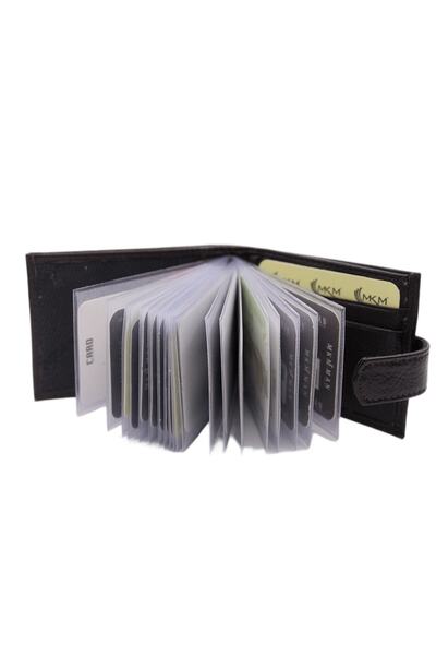MKM Man Hakiki Deri Içi Şeffaf Kartlıklı Cüzdan Yan Model
