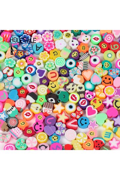 yiğit aksesuar 100 Pieces Mixed Polymer Fimo Figure Beads