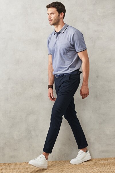 AC&Co / Altınyıldız Classics Men's Navy Blue Slim Fit Slim Fit Side Pocket Flexible Chino Trousers