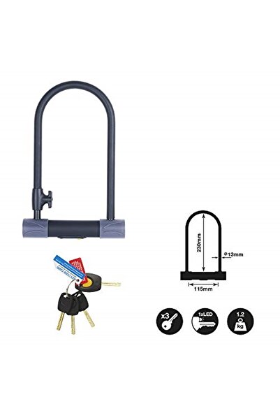 Yale Yul2/13/230/1 Yüksek Güvenlikli U Bisiklet Kilidi, Siyah Gri