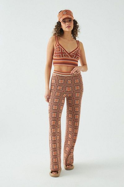 JU Strickhose mit weitem Bein und ethnischem Muster