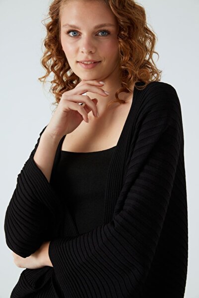 JOIN US Lockere Strickjacke mit gerippten Details und Fledermausärmeln