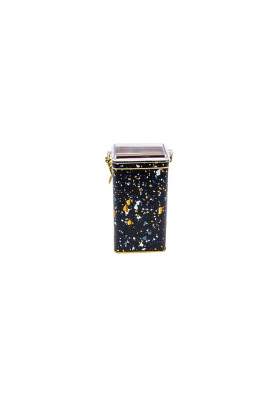 EVLE Er053-1h Terrazzo Black Patterned Rectangular Metal Storage Container 8x10 Cm