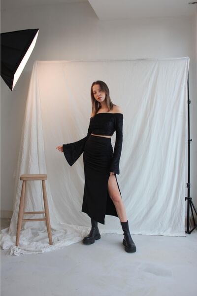 Look Kadıköy Slit Gathered Skirt