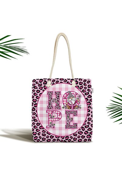 Realhomes Рожева сумка для пляжу з блискавкою та дизайном Hope з леопардовим ...