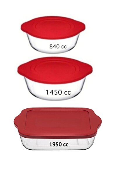 Paşabahçe 59123-59133-59034 Pls.- مجموعة من 3 حاويات تخزين بغطاء