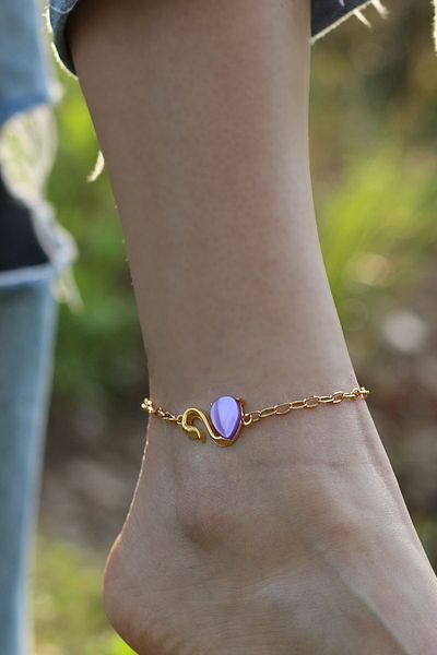 Dukkanka Colorful Swan Design Rectangular Chain Anklet