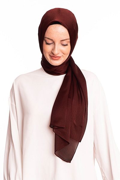 masalsu Women's Dark Burgundy Janjan Chiffon Shawl 75x185cm