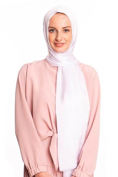 masalsu Beyaz Janjan Şifon Şal Serisi 75 X 185 Cm