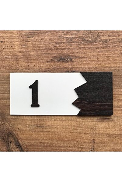 Amorf Design Număr decorativ pentru ușă din lemn alb-rebab