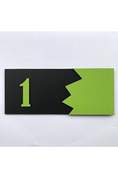 Amorf Design Număr decorativ pentru ușă din lemn negru-verde