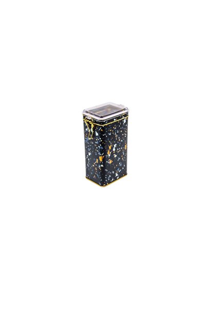 EVLE Er053-1h Terrazzo Black Patterned Rectangular Metal Storage Container 8x10 Cm