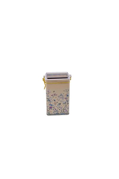 EVLE Er048-2e Botanica Yellow Patterned Rectangular Metal Storage Container 8x10 Cm