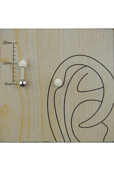 Beyaz Inci Shambala Cerrahi Çelik Kıkırdak Tragus Piercing 6 Mm