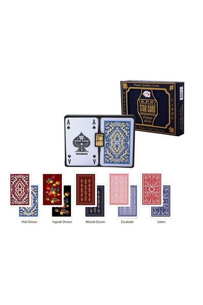 Star Oyun Star A/30 Plastic Patterned Playing Cards Set of 2 A-k-q-j